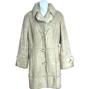 XOXO Beige Faux Fur Lined Y2K Toggle Coat